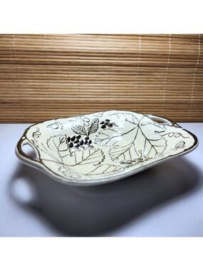 Wedgwood Etruria England Candy Dish Bowl Plate Hand Painted Gold Lustre